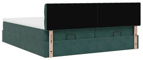 Estrutura de cama otomana com colchão verde escuro veludo