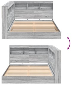 Cama com Estante Cinza Sonoma 120x200 cm Madeira Engenharia