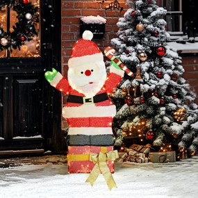 Pai Natal luminoso de 90 cm com 97 LEDs de luz branca quente, decoração de Natal para interior e exterior
