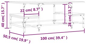 Mesa de centro 100x50,5x40 cm derivados de madeira preto