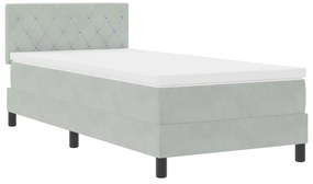 Cama Box Spring com Colchão Cinza Claro 90x200 cm Veludo