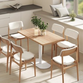 Mesa de jantar retangular para 6 pessoas, 120 x 70 x 75 cm (CADEIRAS NÃO INCLUIDAS), mesa de cozinha com base e tampo espesso em cor carvalho e  branc