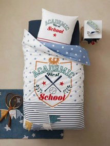 Conjunto capa de edredon + fronha de almofada para criança, Academic branco medio liso com motivo