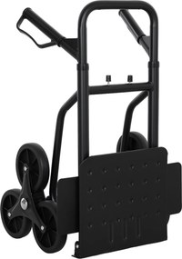 Carro de mão dobrável para escadas, 120 kg, 6 rodas; carro de mão para mudanças em aço com cordas telescópicas, 44 x 67 x 106,5 cm, preto