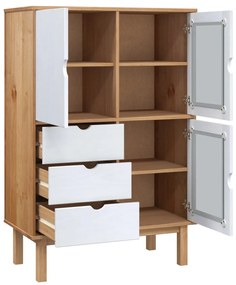 Armário alto OTTA 85x43x125 cm pinho maciço castanho/branco