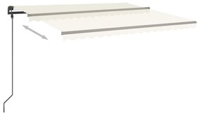 Toldo retrátil manual com postes 4,5x3,5 m cor creme