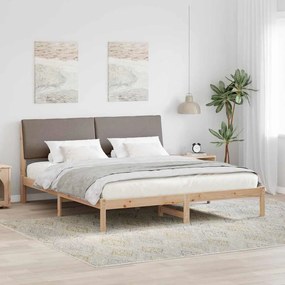 vidaXL Estrutura da cama com cabeceira Marrom e taupe 200 x 200 cm