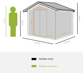 Outsunny Abrigo de Jardim Exterior 4,83m² 277x195x192cm Abrigo e Jardi