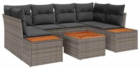 Conjunto de Sofá de Jardim vidaXL de 6 Peças com Almofadas Cinza Polir