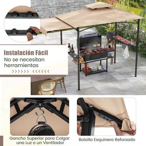 Tenda de Jardim para Churrasco, 318 x 153 cm (GRELHADOR NÃO INCLUIDO), Toldo Lateral, Bege