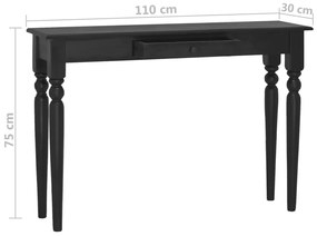 Mesa consola 110x30x75 cm madeira de mogno maciça preto-claro