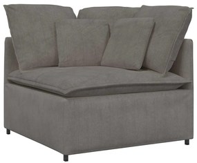 Sofá modular c/ pufes almofadas tecido corduroy cinzento-claro