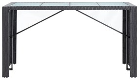 Conjunto de bar para exterior 9 pcs vime PE preto