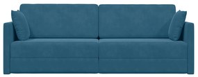 Sofá Cama 2 em 1 Azul 213x144x60 cm Veludo