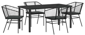 Conjunto de jantar de jardim com 5 peças em rattan sintético e comodid