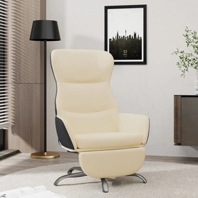 vidaXL Cadeira de descanso com apoio de pés tecido cor creme