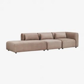Sofá Modular De Canto Em 3 Peças Com Chaise Longue À Esquerda Fogler Bombazina Castanho Camel - Sklum