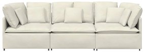 Sofá modular com almofadas veludo creme