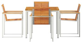 Conjunto de Jantar para Jardim com 5 Peças, mesa de madeira de acácia
