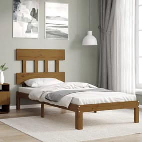 vidaXL Estrutura cama cabeceira 90x200 cm madeira maciça castanho-mel