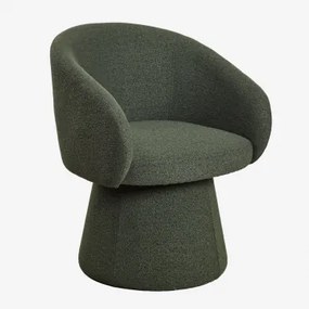 Pacote De 2 Cadeiras De Jantar Giratórias Estofadas Flavian Com Braços Bouclé Verde Army - Sklum