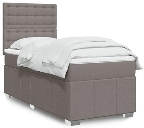 Cama com molas/colchão 100x200 cm tecido cinza-acastanhado