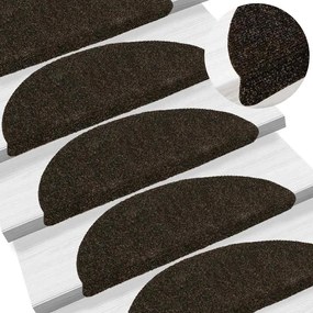vidaXL Tapetes escada autoadesivos 10 pcs 56x17x3 cm castanho-escuro