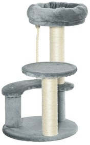 PawHut Árvore Arranhador Gatos Cama Pelúcia Corda Suspensa Poste Sisal Conforto Entretenimento  Ø40x65 cm Cinza Durável e Estiloso | Aosom Portugal