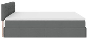 Estrutura de cama otomana com colchão 200x200cm cinzento-escuro