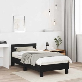 Cama da – Carvalho Preto, 90x190 cm, feita de madeira engenheirada.