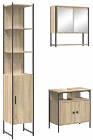 Conjunto de Móveis para Banheiro 3 pcs Carvalho sonoma