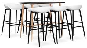 vidaXL 7 pcs conjunto de bar preto e branco