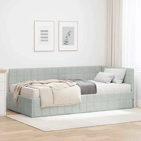 vidaXL Estrutura de Cama de Canto com Colchão 2 pcs Cinzento-claro