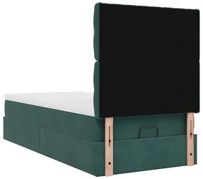 Estrutura de cama otomana colchões 90x200cm veludo verde escuro