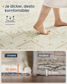 Tapete Boho 120 x 170 cm, felpudo, bege areia