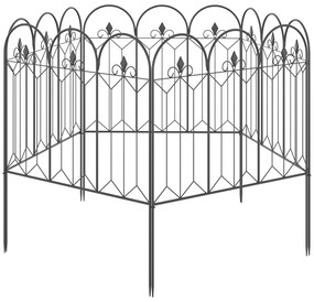 Cercas de Jardim 305x79,5 cm Conjunto de 5 Cercas Decorativas para Jardim de Metal Barreira para Animais para Pátio Preto