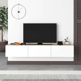 Móvel de TV "Maximus" de Parede – Branco e Carvalho Safira – 180 x 30
