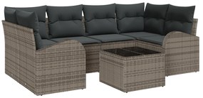 Conjunto de Sofá de Jardim vidaXL de 7 Peças com Almofadas Cinzento Ra