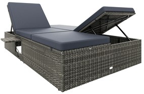 Espreguiçadeira de jardim em polyrattan 200 x 115 x 33 cm Cinza/Antracite