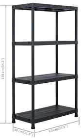 Estantes de arrumação 2 pcs preto 60x30x138 cm plástico