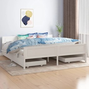 Estrutura de cama com 4 gavetas 180x200 cm pinho maciço branco