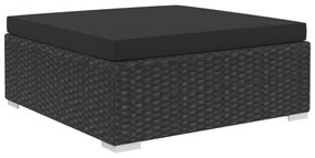 5 pcs conjunto lounge de jardim c/ almofadões vime PE preto