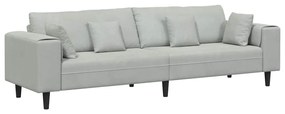 Sofá de Veludo com almofada com travesseiro Cinzento-claro 208 cm Velu