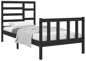 Estrutura cama pequena solteiro 75x190 cm madeira maciça preto