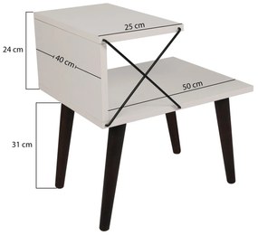 Mesinha de Cabeceira Cross – Branco – 50x55x40 cm