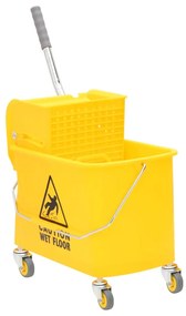 vidaXL Balde de esfregona com espremedor e rodas 20 L PP amarelo