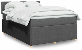 Cama com molas/colchão 140x190 cm tecido cinzento-escuro