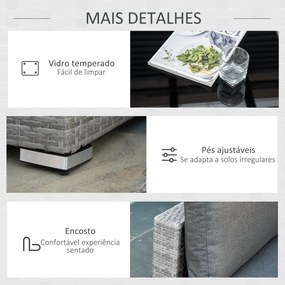 Outsunny Conjunto de Móveis de Jardim de Vime 4 Peças Mesa de Centro S