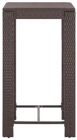 5 pcs conjunto de bar p/ jardim com almofadões vime PE castanho