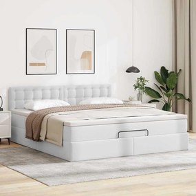 Cama otomana com colchões &amp; LEDs 180x200 cm couro artificial